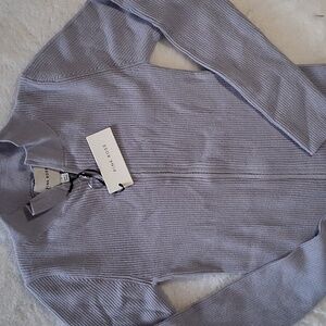 Pink Rose Light Gray Ribbed Sweater